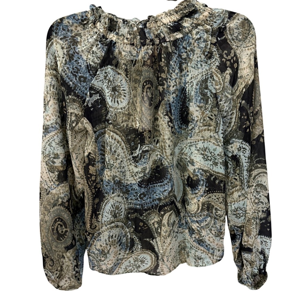 Philosophy Republic Clothing Sheer Paisley Print Long Sleeve Blouse XS - Picture 3 of 7